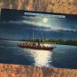 Moonlight On Lake Geneva, Wisconsin Vtg Postcard, Boat Ride, Scenic Nighttime