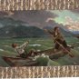 Two Men In Boat, Turbulent Stormy Sea Postcard, Tempest, Vintage/Antique