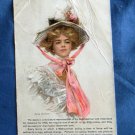 Metropolitan Life Insurance Pretty Woman Lady In Bonnet Advertising Postcard