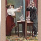 Romantic Couple Antique Postcard, Used, Courtship, In Love, Woman With Open Arms
