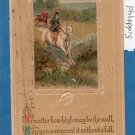 Jumping Horse & Rider Antique Postcard With 1 Cent Stamp, Hunting Field, Hunter, Sidesaddle