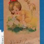 Be My Valentine Vintage Holiday Postcard With Little Girl & Birds, With Two Cent Stamp