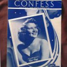 Confess By Patti Page, Vintage, Sheet Music