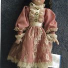 Porcelain Doll, Heritage Mint Collectible, With Stand, Pink Dress, "Suzette"