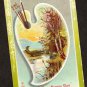 Best Wishes Happy Day Postcard Scenic With Paint Brushes, Palette, Trees