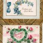 Best Wishes Greeting Antique Postcards, Floral Designs