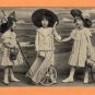 Three Little Girls, RPPC Antique Postcard, Collectible