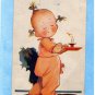 Cute Baby, Antique Postcard, Pink Pajames, Shadow On Wall