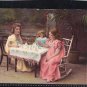 Dolly's Birthday, Antique Postcard, Family Scene, At Table