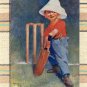 Cricket Player Antique Postcard, "The Hope Of His Side", Young Boy