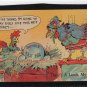 Hen & Rooster With Eggs Vtg Linen Early Postcard, Chickens