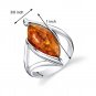 Sterling Silver Baltic Amber Elliptical Ring