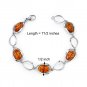 Sterling Silver Baltic Amber Oval Shape Bracelet