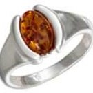Sterling Silver Contemporary Honey Amber Ring