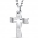 Sterling Silver Layered Two Tone Cross Pendant