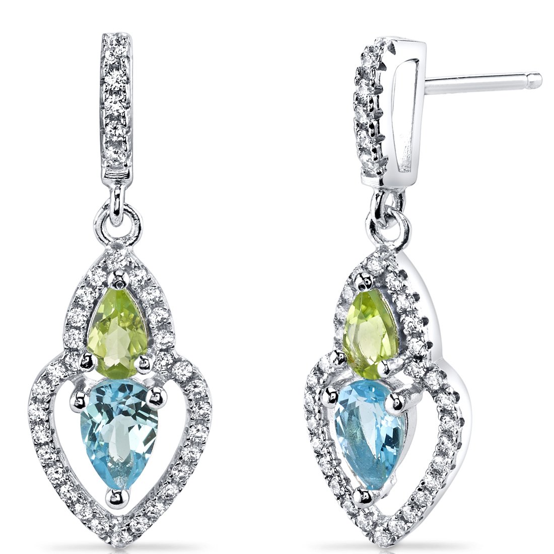 Sterling Silver Swiss Blue Topaz & Peridot Earrings