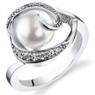 Sterling Silver 8.5mm Freshwater White Pearl Ring