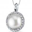 Sterling Silver 10.00mm Freshwater White Pearl Pendant