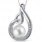 Sterling Silver 8.0mm Freshwater White Pearl Pendant