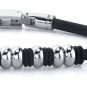 Stainless Steel Bear & Rubber Ring Bracelet