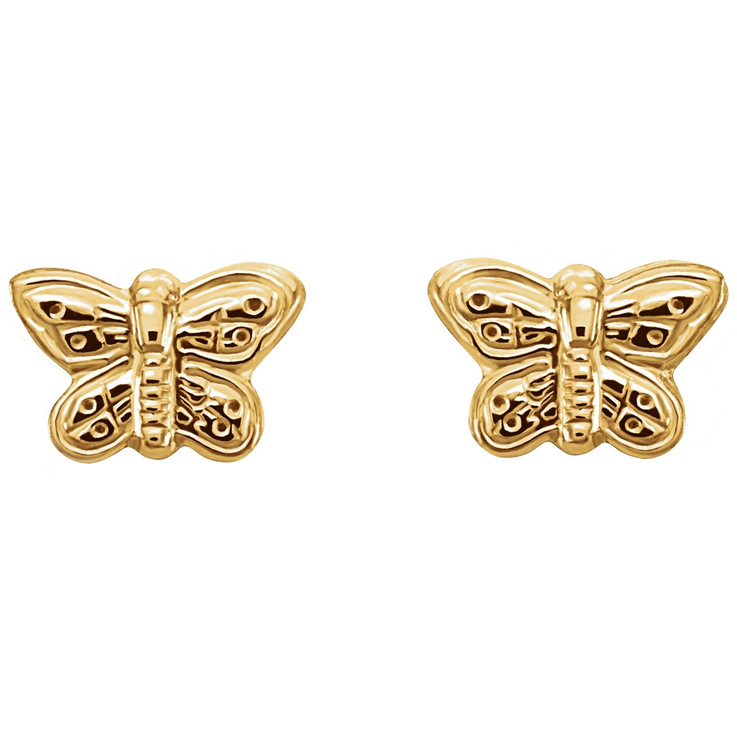 14K Yellow Gold Youth Butterfly Earrings