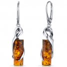 Sterling Silver Amber Elliptical Earrings