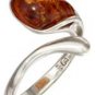Sterling Silver Adjustable Teardrop Honey Baltic Amber Ring