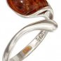 Sterling Silver Adjustable Teardrop Honey Baltic Amber Ring