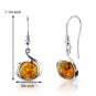 Sterling Silver Round Shape Amber Spherical Fishhook Earrings