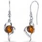 Sterling Silver Baltic Amber Open Spiral Earrings