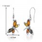 Sterling Silver Baltic Amber Dragonfly Earrings