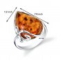 Sterling Silver Large Tear Drop Amber Ring