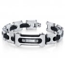 Stainless Steel Double Riveted Black & Two Tone Bracelet