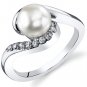Sterling Silver Freshwater Button Shape Pearl Ring