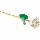 Lacquered April Diamond Colored Rose with Gold Trim