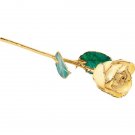Lacquered Cream Yellow Rose with Gold Trim