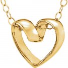 14K Yellow Gold Ribbon Heart 15" Youth Necklace