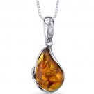 Sterling Silver Baltic Amber Tear Drop Necklace