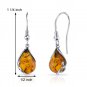 Sterling Silver Amber Teardrop Fish Hook Earrings