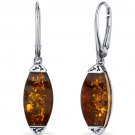 Sterling Silver Baltic Amber Cognac Color Earrings