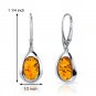 Sterling Silver Baltic Amber Oval Shape Earrings