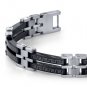 Stainless Steel Black & Silver Tone Greek Key Bracelet