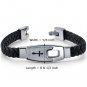 Stainless Steel & Braided Leather Cross Motif Bracelet