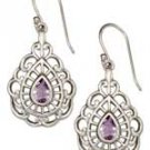 Sterling Silver Filigree Teardrop Amethyst Earrings