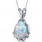 Sterling Silver 1.5 Carat White Opal Pendant Necklace