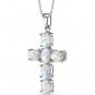 Sterling Silver 3.00 Carat Opal Cross Pendant Necklace