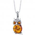 Sterling Silver Baltic Amber Owl Pendant Necklace Sterling Silver Baltic Amber Owl Pendant Necklace