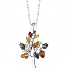 Sterling Silver Baltic Amber Tree of Life Necklace