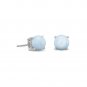 Rhodium Plated Larimar Stud Earrings