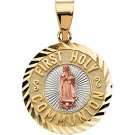 14K Two Tone Gold First Holy Communion Medal